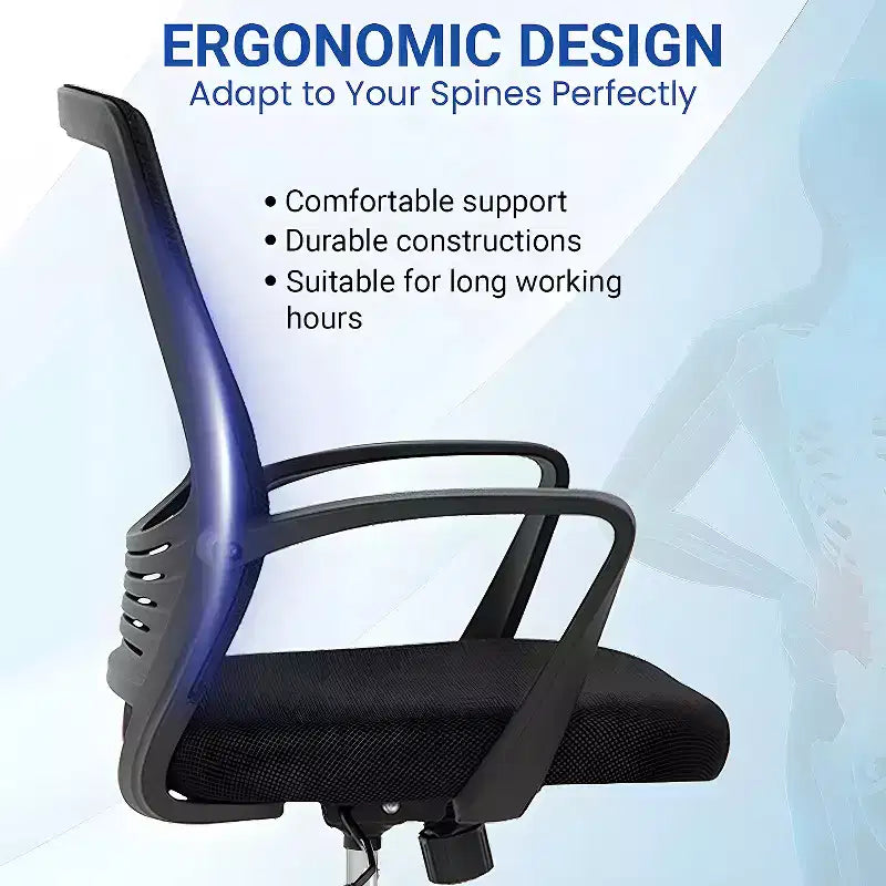 Sedia da ufficio direzionale ergonomica con supporto lombare schienale in rete traspirante regolabile in altezza