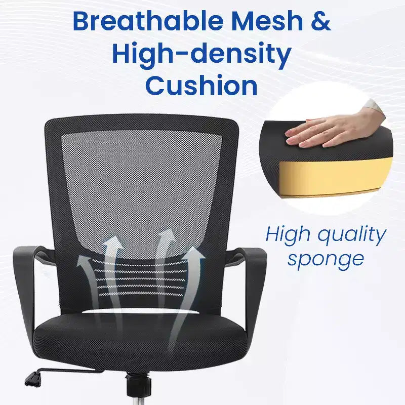 Sedia da ufficio direzionale ergonomica con supporto lombare schienale in rete traspirante regolabile in altezza