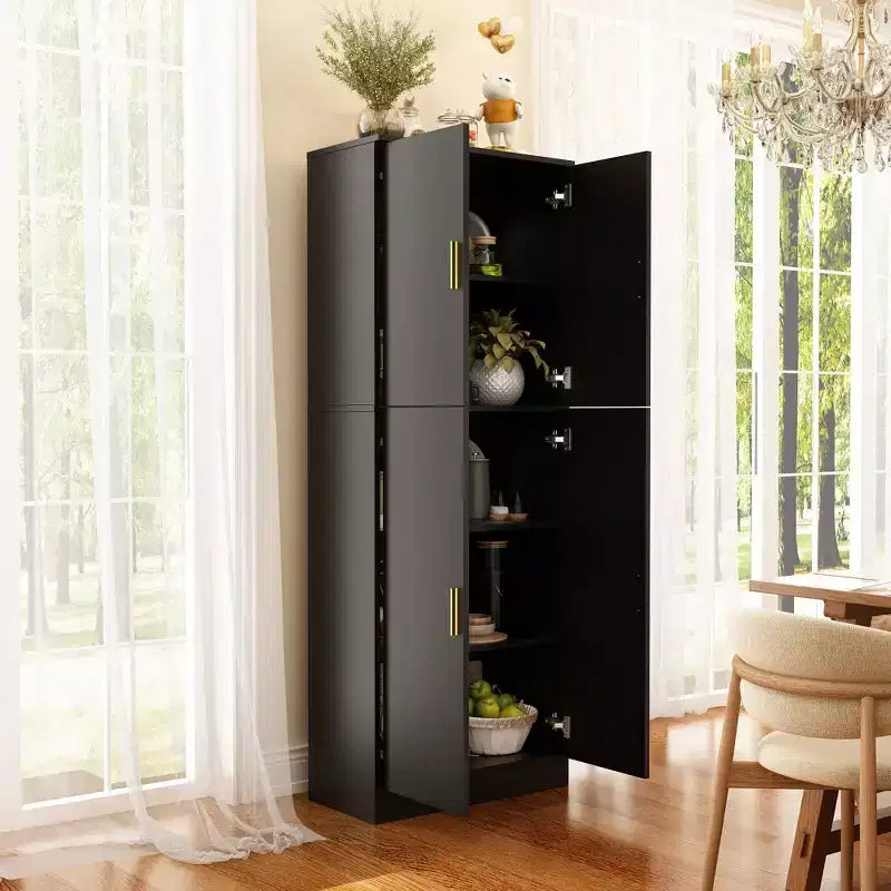 Dispensa da cucina a 5 ripiani, armadietto a 4 ante con ripiani regolabili