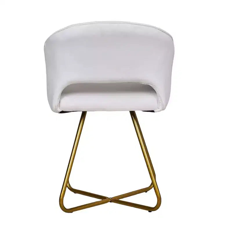 Poltrona accent in velluto Poltrona lounge moderna con base in metallo dorato e schienale imbottito bianca