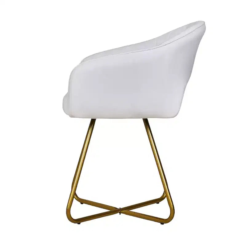 Poltrona accent in velluto Poltrona lounge moderna con base in metallo dorato e schienale imbottito bianca
