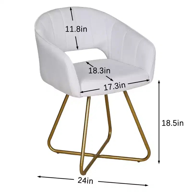 Poltrona accent in velluto Poltrona lounge moderna con base in metallo dorato e schienale imbottito bianca