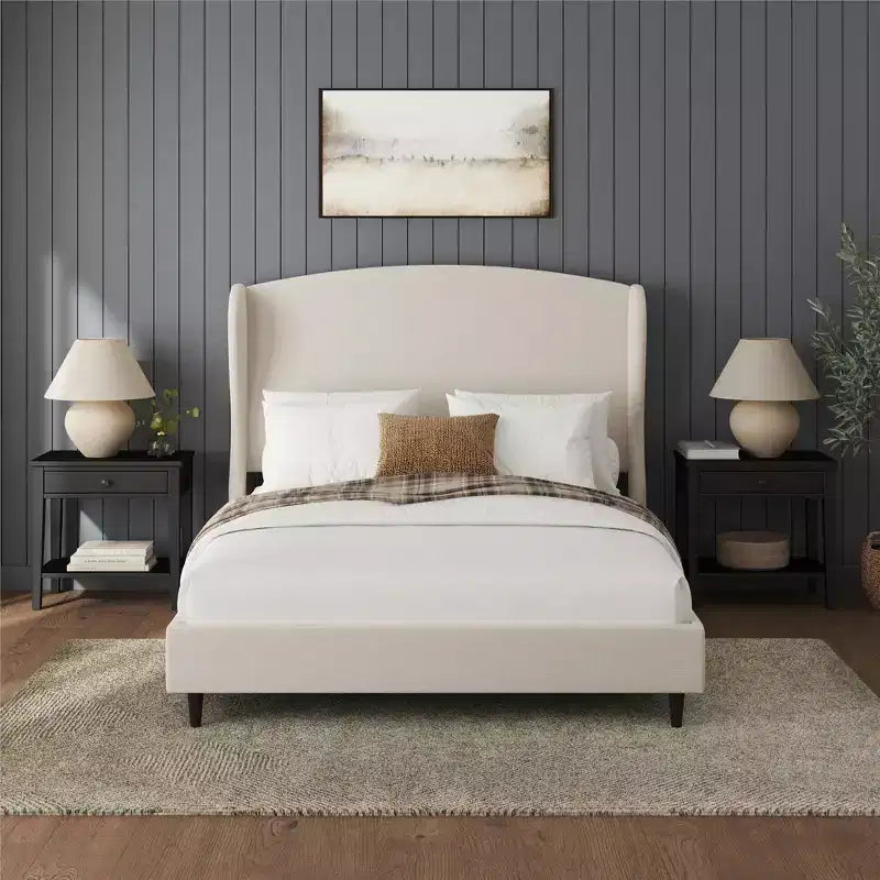 Struttura letto a piattaforma Wingback