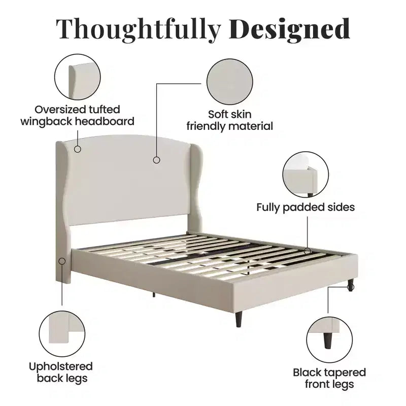 Struttura letto a piattaforma Wingback