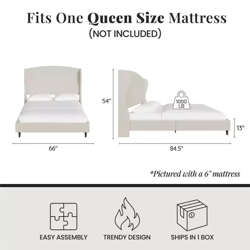Struttura letto a piattaforma Wingback