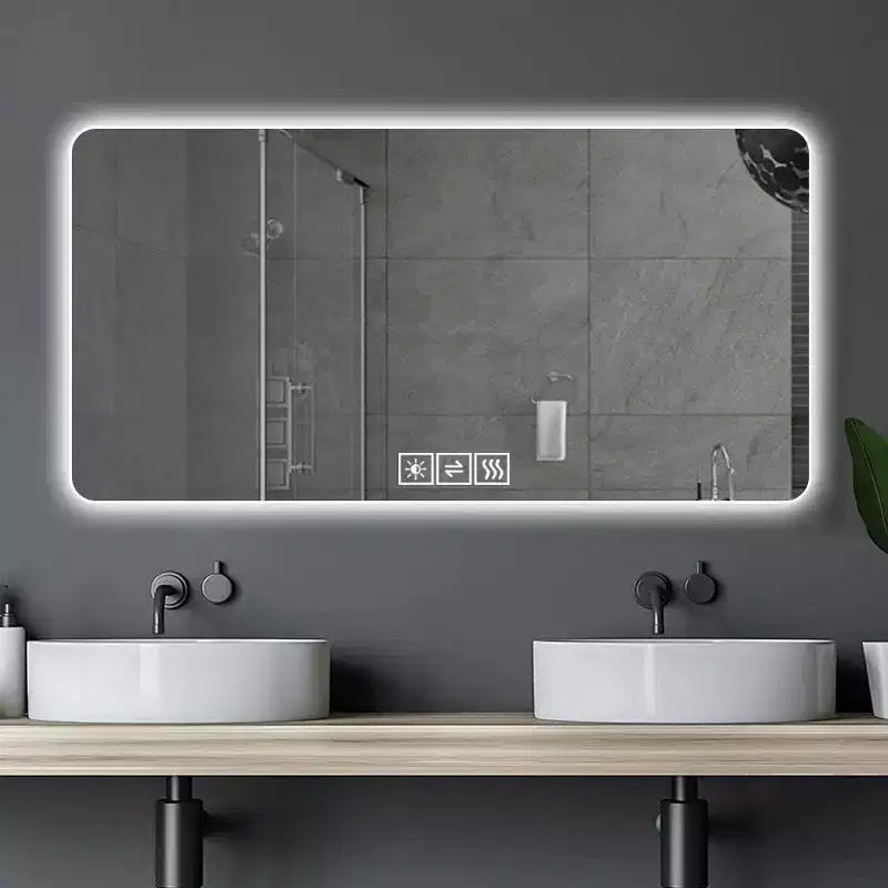 Specchio da Bagno a LED 28x60: Resistente alla Corrosione, Dimmerabile a Tre Colori, Retroilluminato con Funzione Antiappannamento