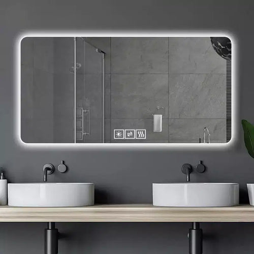 Specchio da Bagno a LED 28x60: Resistente alla Corrosione, Dimmerabile a Tre Colori, Retroilluminato con Funzione Antiappannamento