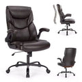 Strong Metal Base Office Chair with PU Leather, Adjustable Flip-up Armrest, and Lumbar Support
