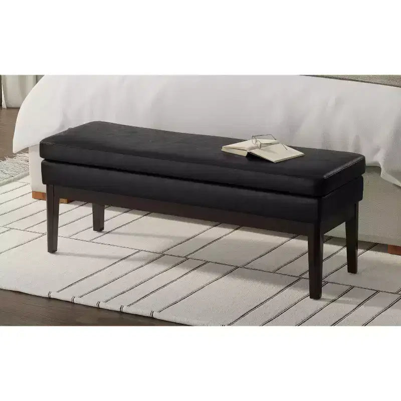 Panca Ottomana Mid-Century Larga 45 Pollici in Similpelle Vegana
