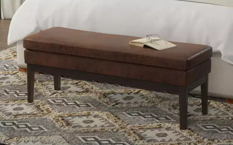 Panca Ottomana Mid-Century Larga 45 Pollici in Similpelle Vegana
