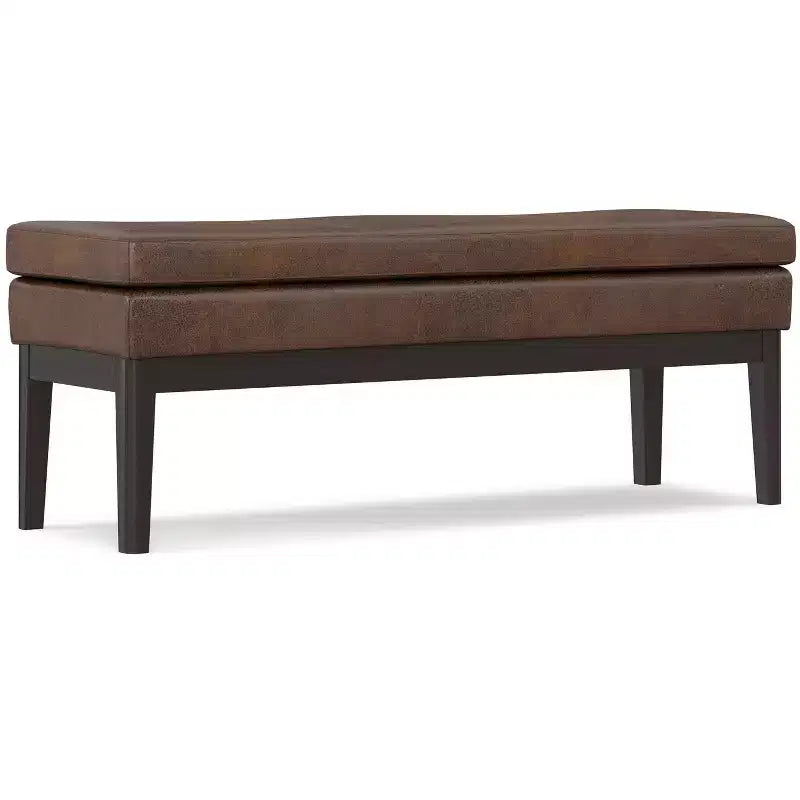Bragg 45 inch Wide Mid Century Ottoman Bench in Vegan Faux Leather