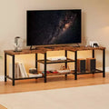 TV Stand with LED Lights for TVs Up to 75 Inch, 67 Inch Entertainment Center with Power Outlets, Console Table for Living Room