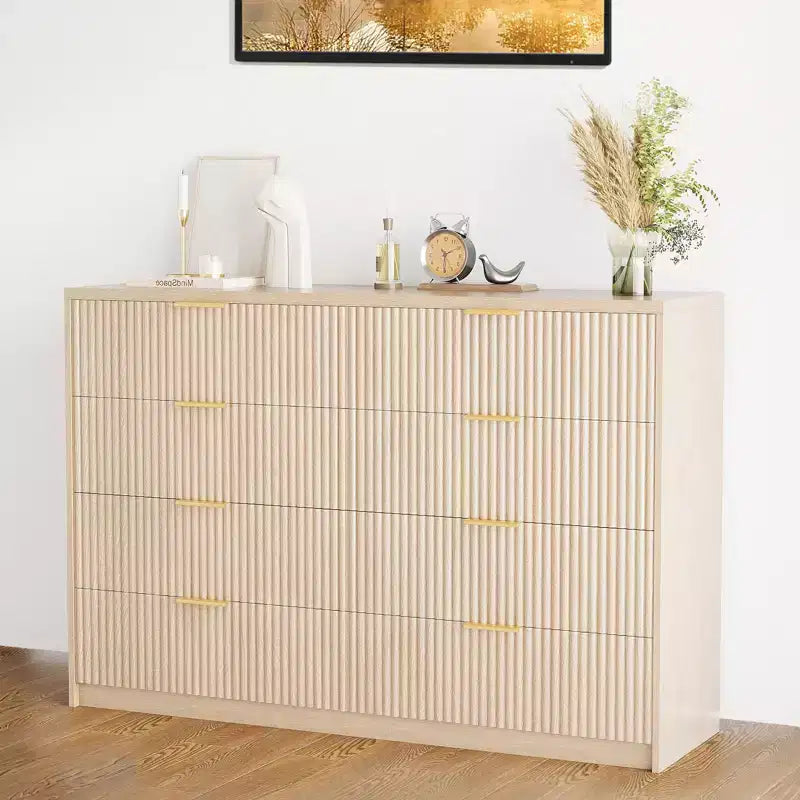 Cassettiera scanalata a 8/9 cassetti, organizer in legno di grande capacità con design anti-ribaltamento, cassettiera e comodino retrò per corridoio e ingresso