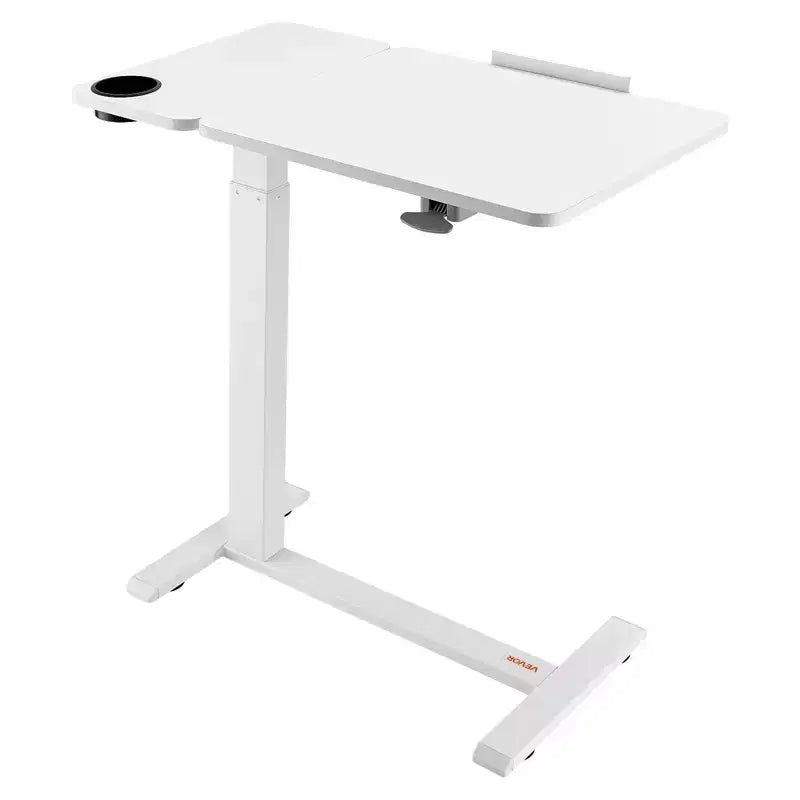Tavolino da letto, scrivania portatile per laptop regolabile in altezza con piano ribaltabile, ruote a scomparsa e portabicchieri, scrivania portatile per ufficio domestico e studio