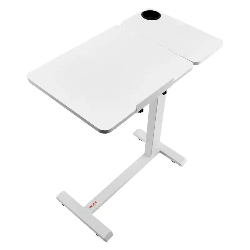 Tavolino da letto, scrivania portatile per laptop regolabile in altezza con piano ribaltabile, ruote a scomparsa e portabicchieri, scrivania portatile per ufficio domestico e studio