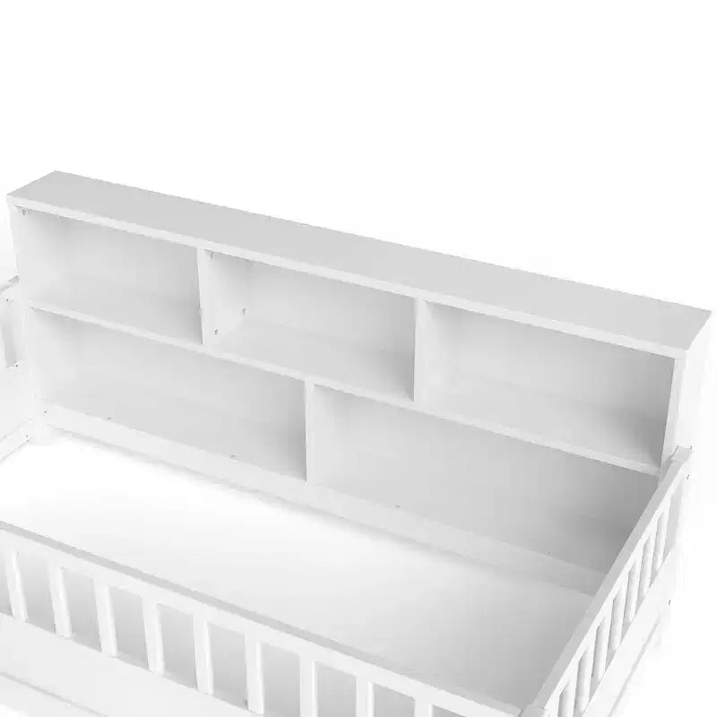 Letto a pavimento moderno Pinewood Guardrail con contenitore laterale