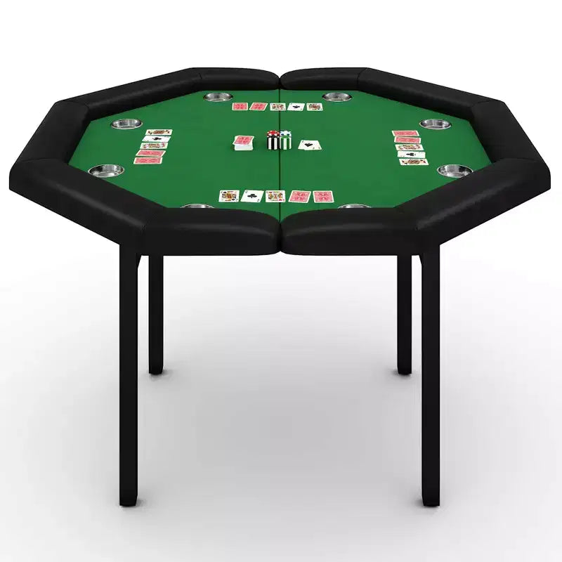 Tavolo da poker pieghevole da 48 pollici per 8 giocatori, tavolo da gioco da casinò ottagonale con bordi imbottiti e portabicchieri in acciaio inossidabile per serate di giochi in famiglia