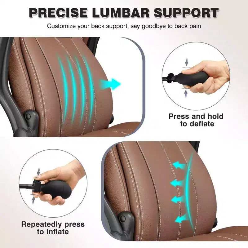Sedia da ufficio ergonomica, sedia da scrivania per computer, sedia direzionale in pelle con schienale alto, supporto lombare regolabile e braccioli ribaltabili, funzione a dondolo