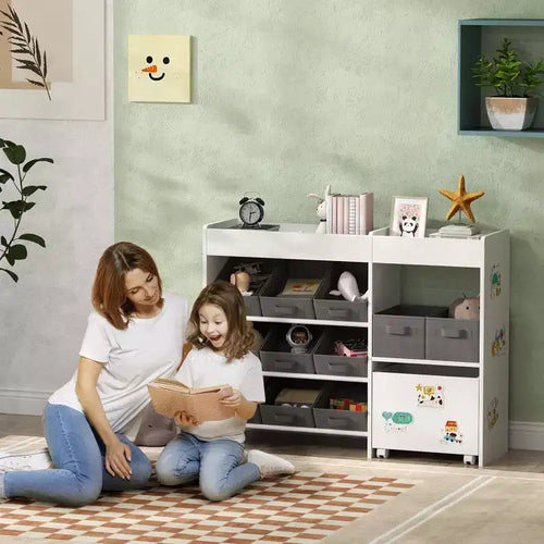 Organizzatore giocattoli per bambini a 11 scomparti con mensola mobile, arredamento per cameretta 80 cm H