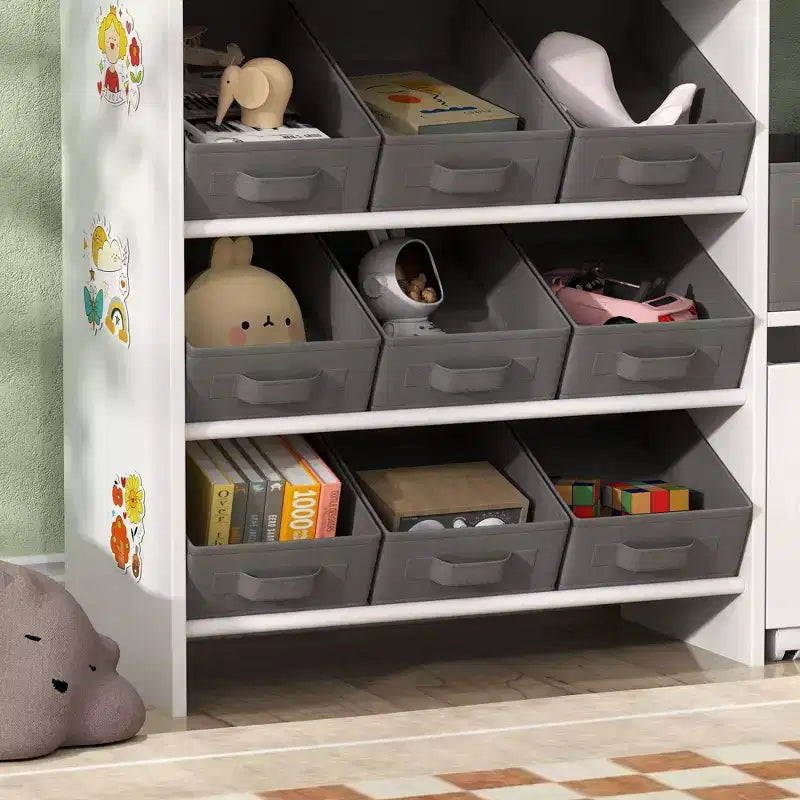Organizzatore giocattoli per bambini a 11 scomparti con mensola mobile, arredamento per cameretta 80 cm H