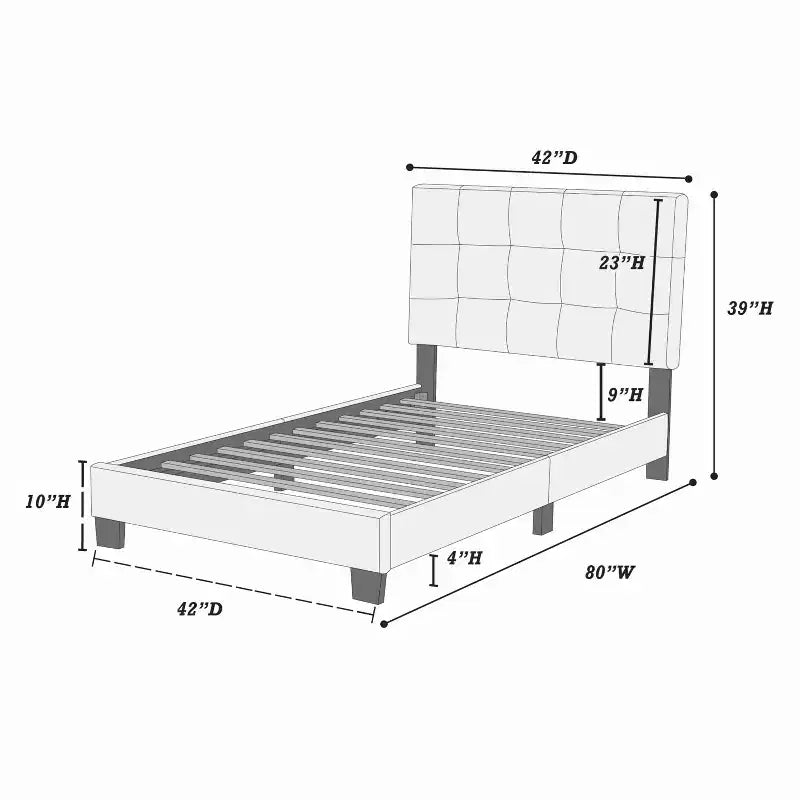 Letto a piattaforma contemporaneo rivestito in similpelle con testiera regolabile
