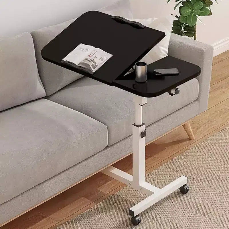 Tavolo Regolabile per Letto (60-95 cm) con Ruote C Nero Vassoio su Ruote per Ospedale/Soggiorno, Superficie Antiscivolo
