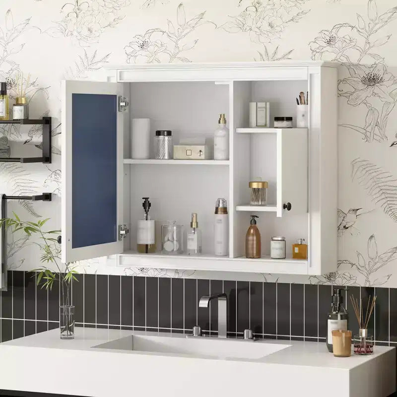 Armadietto dei Medicinali da Bagno con Specchio, 3 Ripiani, 32" a Parete