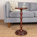 Tavolino da salotto/accento Pedestal Cocktail, color castagno scuro: legno di acacia, altezza 63,5 cm, base rotonda