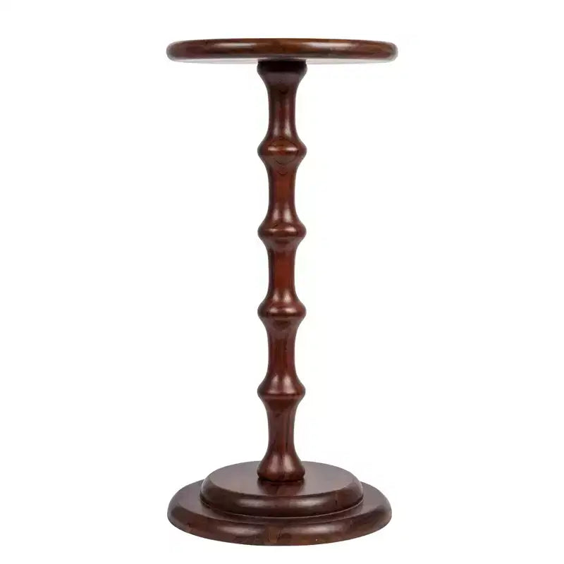Tavolino da salotto/accento Pedestal Cocktail, color castagno scuro: legno di acacia, altezza 63,5 cm, base rotonda