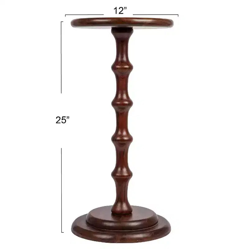 Tavolino da salotto/accento Pedestal Cocktail, color castagno scuro: legno di acacia, altezza 63,5 cm, base rotonda