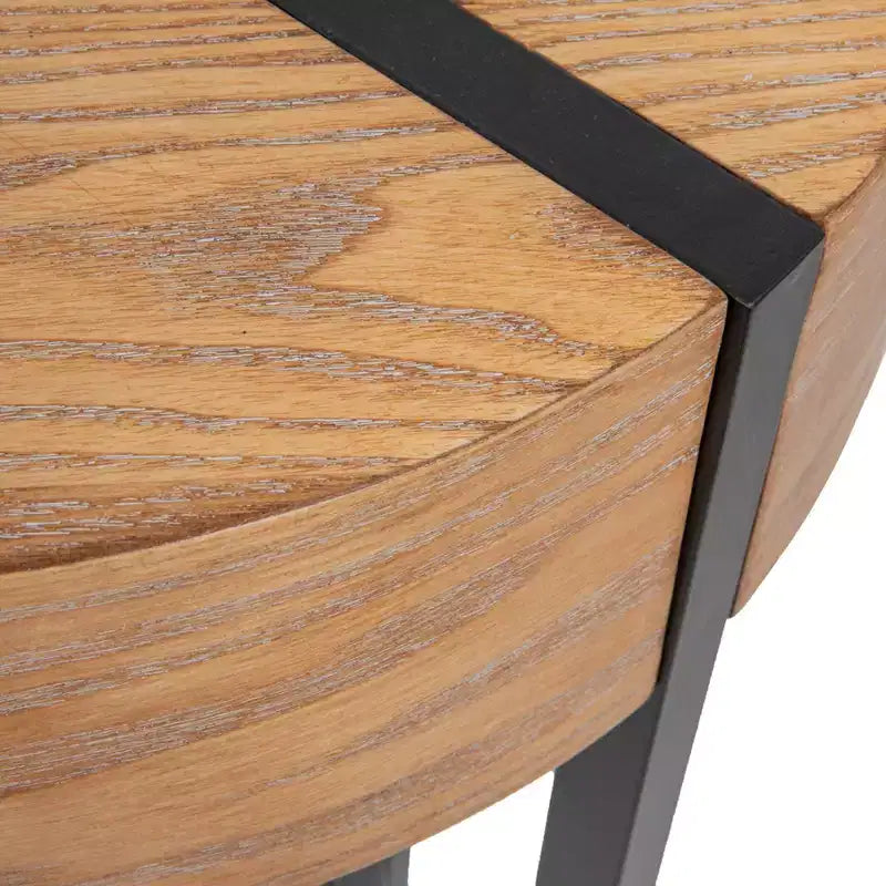 Console da Ingresso in Legno Naturale/Nero: Finitura in Rovere Bianco, Gambe a Forcina in Ferro, Mobile da Ingresso