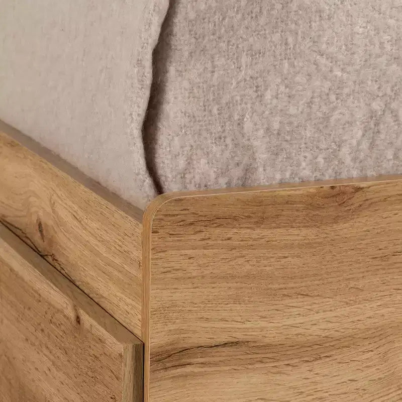 Letto singolo: stile scandinavo con 3 cassetti contenitore, struttura in truciolare laminato