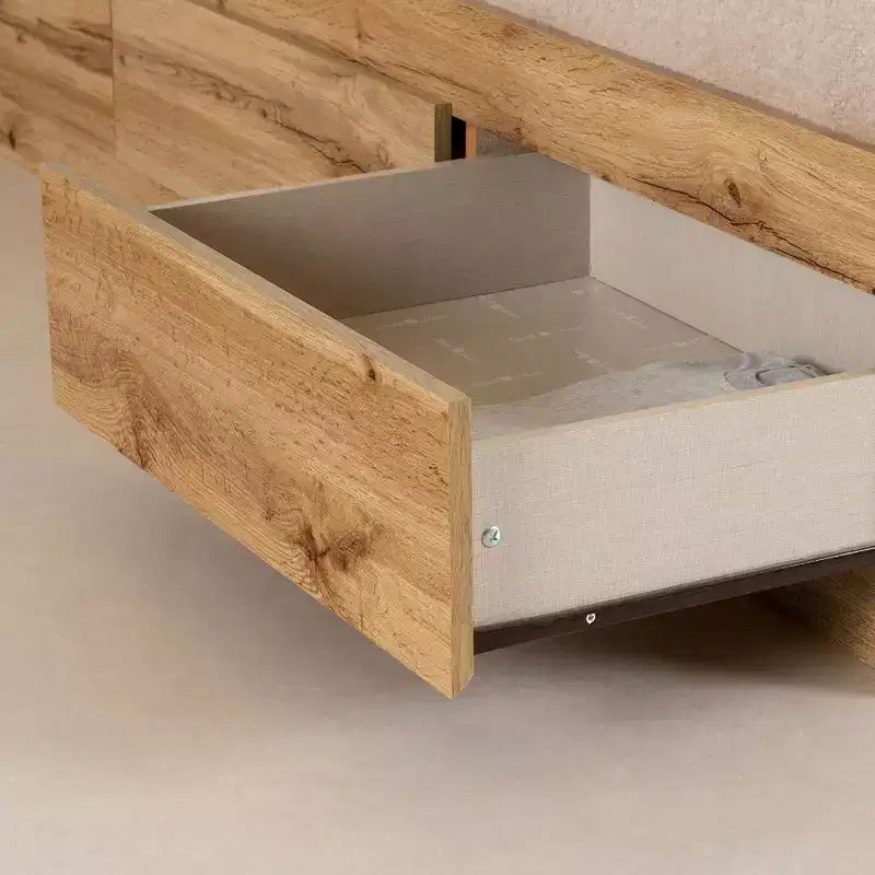 Letto singolo: stile scandinavo con 3 cassetti contenitore, struttura in truciolare laminato