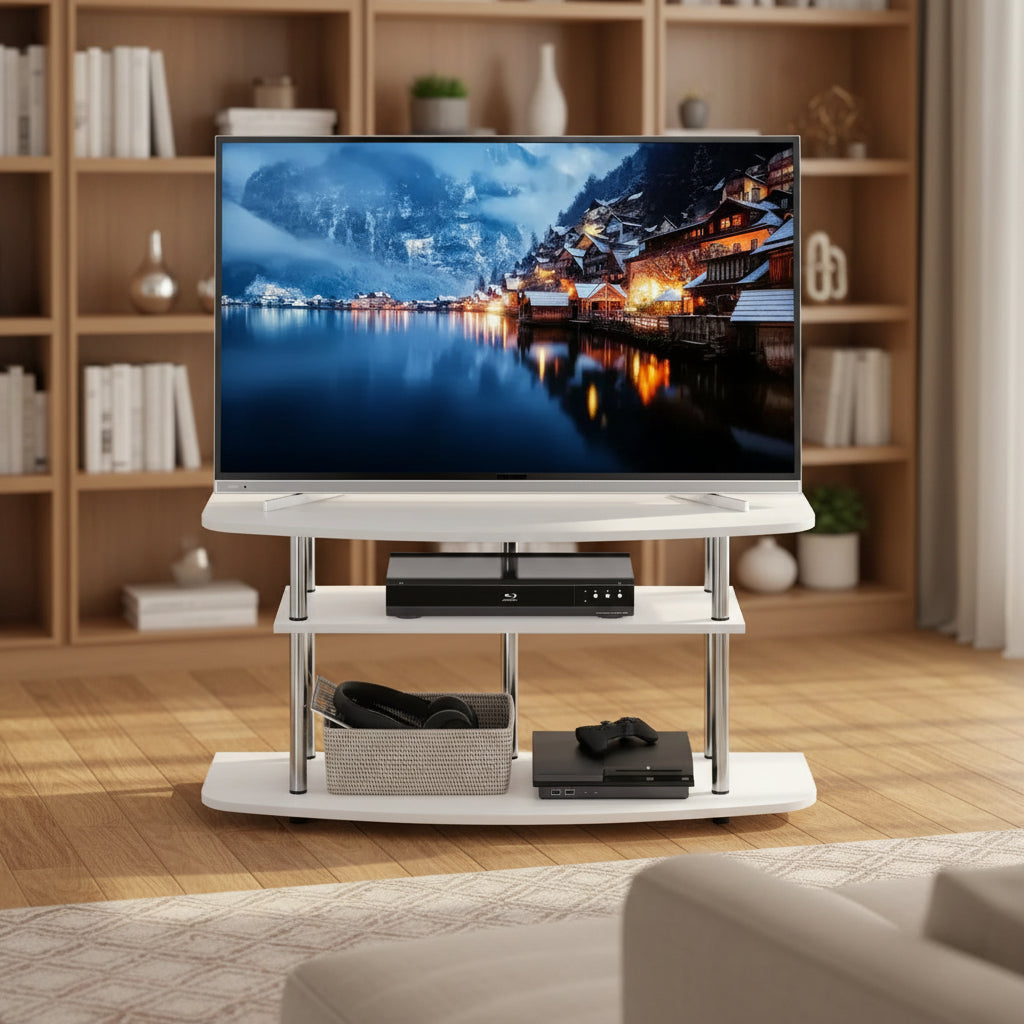 Mobile TV a 3 ripiani senza attrezzi per TV fino a 46 pollici