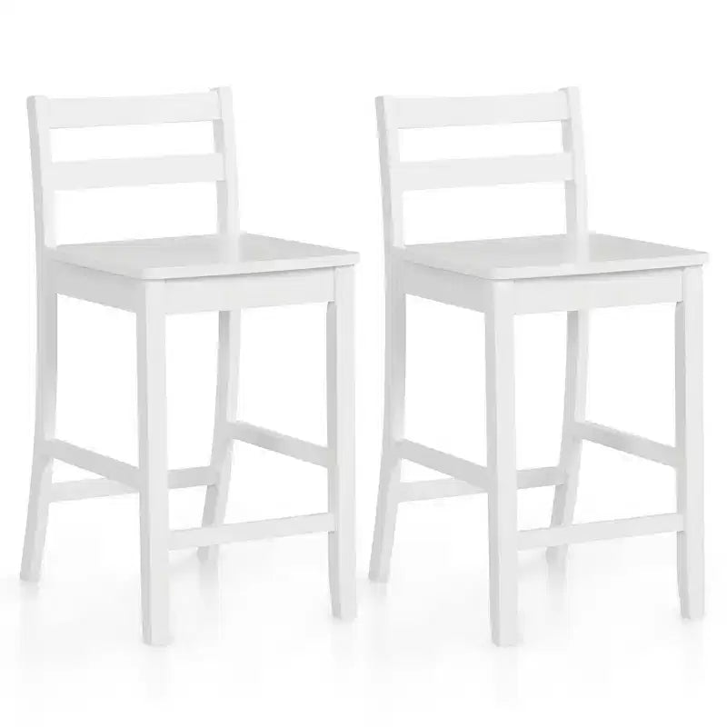 Sgabelli da bar in legno da 61 cm (24 pollici) Set da 2 con schienale ergonomico Sgabelli da bancone Altezza bancone Nero/Bianco