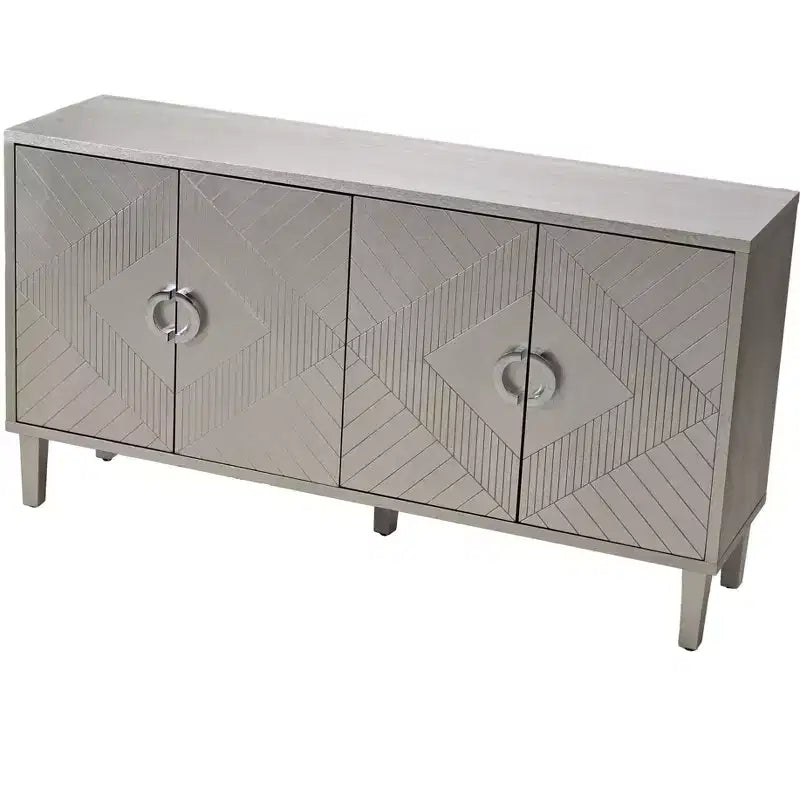 Credenza elegante a 4 ante con 5 gambe in pino, mobile contenitore con 4 maniglie in metallo 4M - ModernLuxe