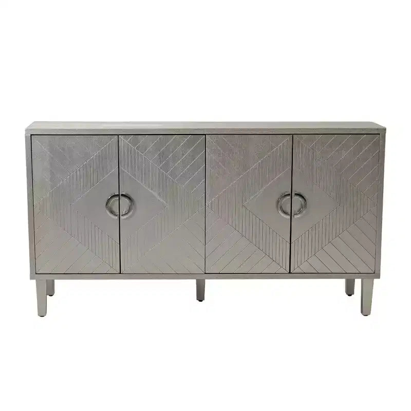 Credenza elegante a 4 ante con 5 gambe in pino, mobile contenitore con 4 maniglie in metallo 4M - ModernLuxe
