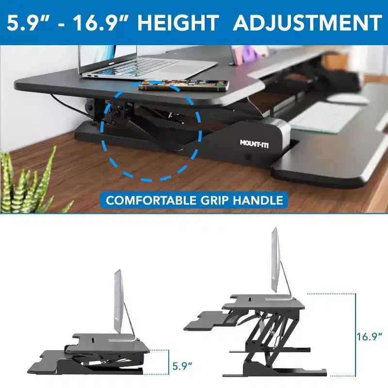 Convertitore da Scrivania Grande con Piano da 47", Nero