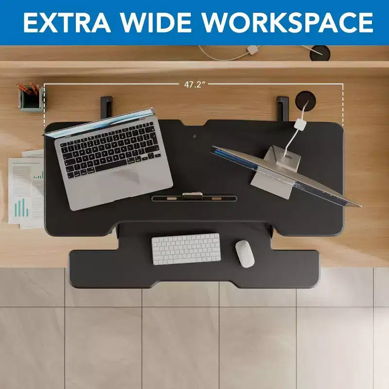 Convertitore da Scrivania Grande con Piano da 47", Nero