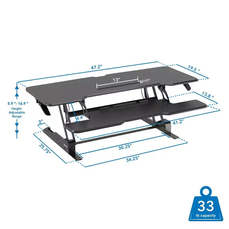 Convertitore da Scrivania Grande con Piano da 47", Nero
