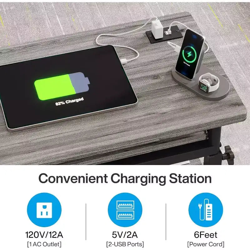 Scrivania mobile portatile, tavolino per laptop regolabile in altezza con ruote