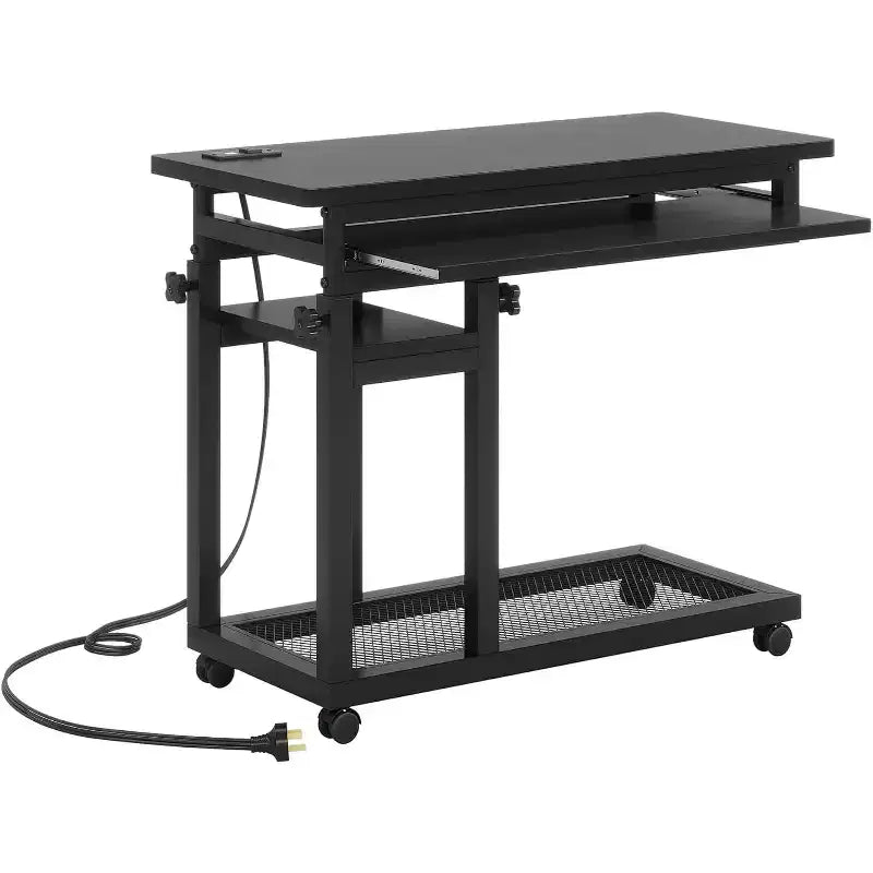Scrivania mobile portatile, tavolino per laptop regolabile in altezza con ruote