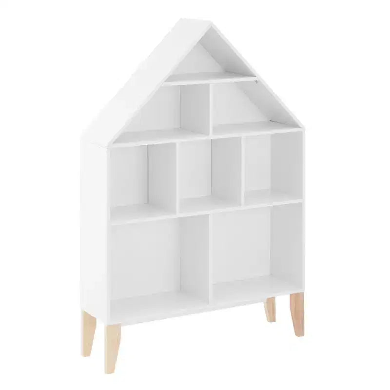 Steiner White Dollhouse Scaffale a 8 Scomparti per Bambini, Unità Espositiva per Libri o Personaggi Giocattolo, Libreria Autoportante con Gambe in Faggio