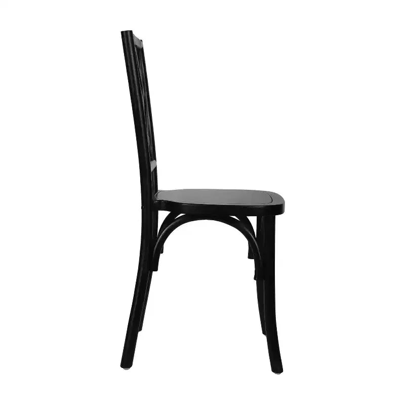 Sedia da pranzo in legno massello con design impilabile, schienale decorato e finitura elegante