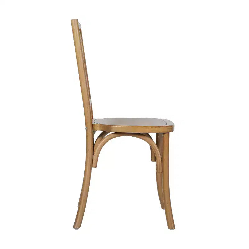 Sedia da pranzo in legno massello con design impilabile, schienale decorato e finitura elegante