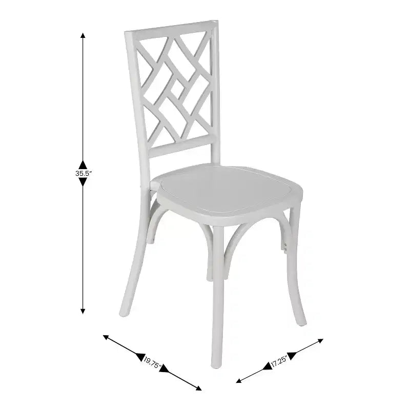 Sedia da pranzo in legno massello con design impilabile, schienale decorato e finitura elegante