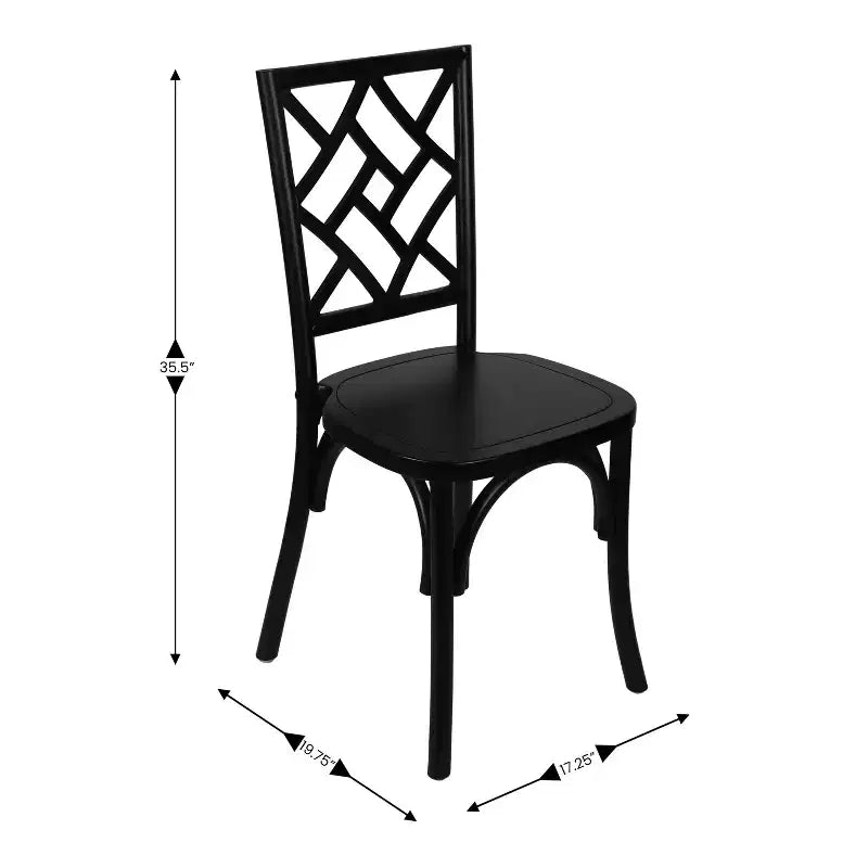 Sedia da pranzo in legno massello con design impilabile, schienale decorato e finitura elegante
